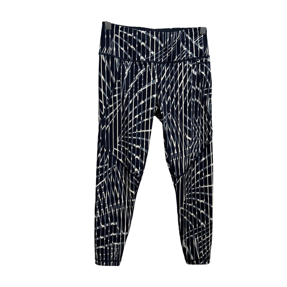 Sweaty Betty Power 7/8 Workout Leggings Navy Blue Geometric Print Size S US 4-6